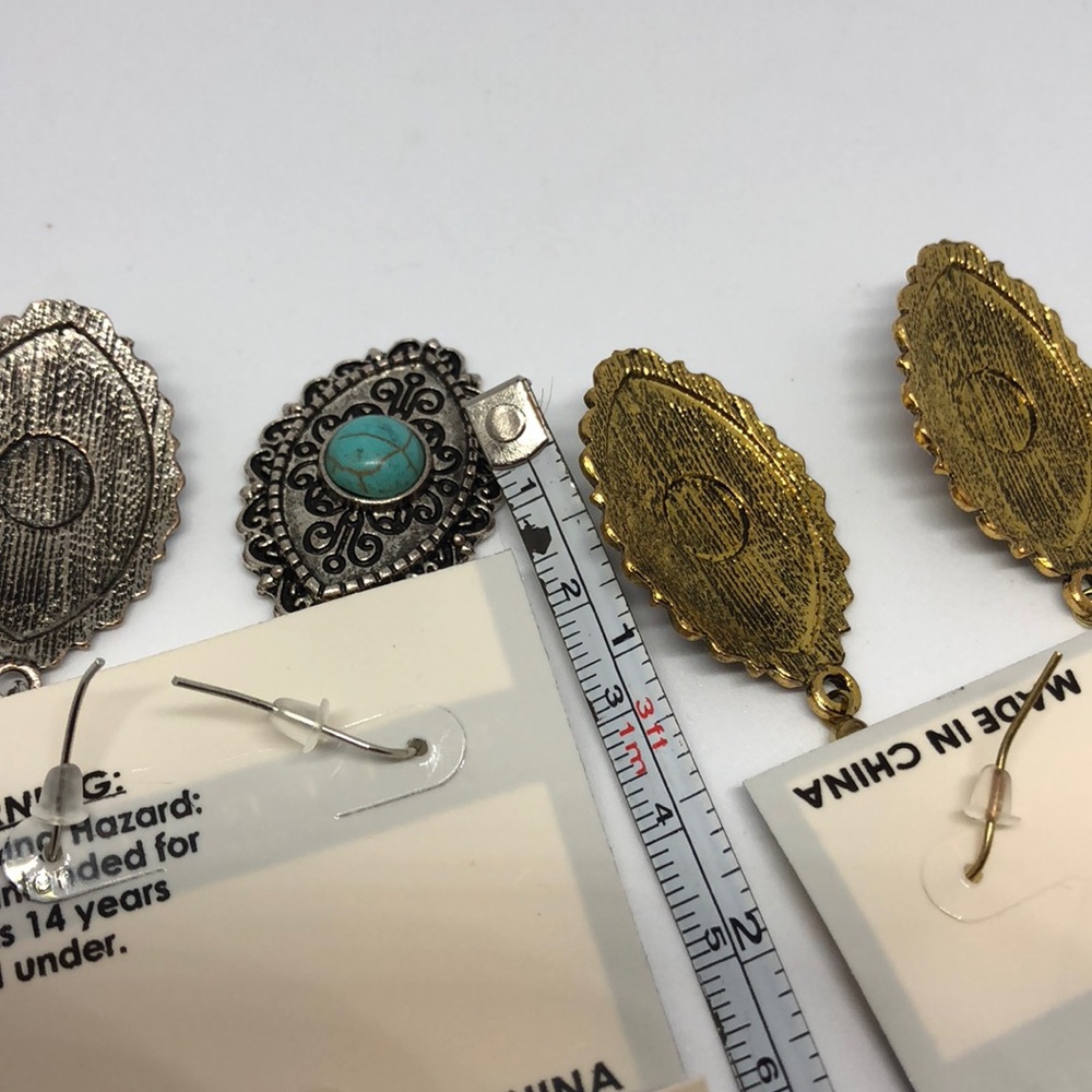 BOHO GOLD OR SILVER TURQUOISE /STONE EARRINGS - Picture 8 of 8